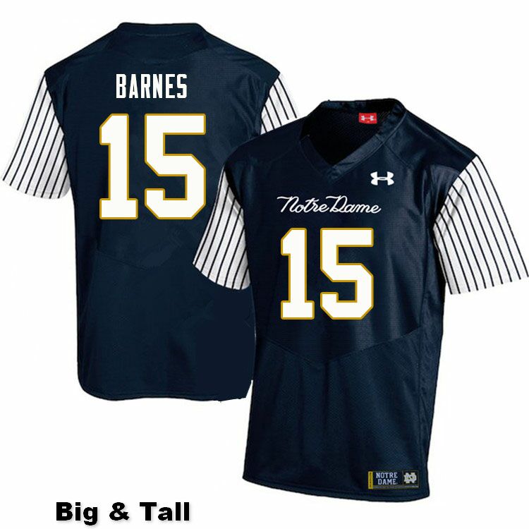 Men's NCAA Notre Dame Fighting Irish #15 Ryan Barnes Stitched College Under Armour Authentic Navy Big & Tall Alternate Football Jersey PU10J13GK